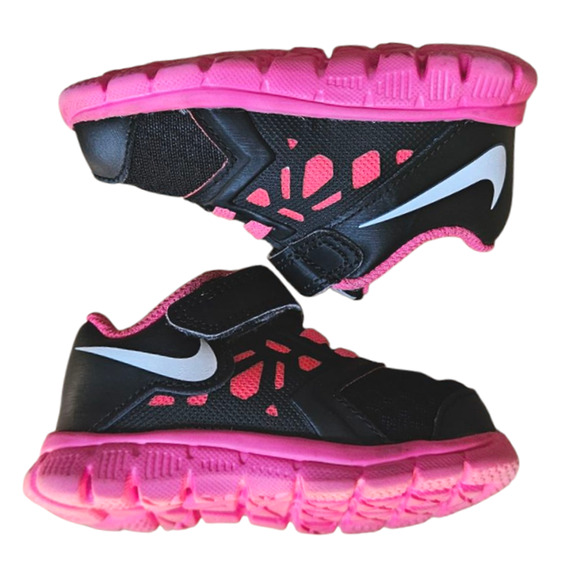 Nike Flex Supreme Sneakers Black Pink Toddler Size 4 - Picture 6 of 9